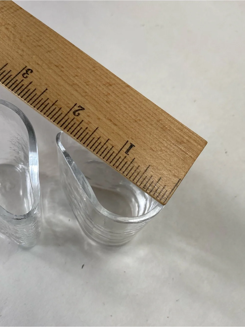 2 Clean Beveled Minimal Small Sauce Condiment Pourers or Shot Glasses ?